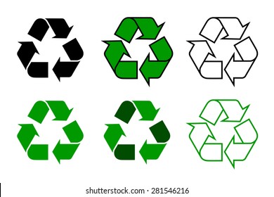 recycle symbol or sign set, isolated on white background. this symbol may be used to designate recyclable materials. vector illustration 