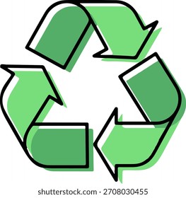 Vetor de sinal de símbolo de reciclagem, verde ícone de conceito de contorno ecológico