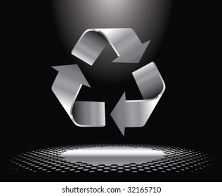 Recyclingsymbol im Scheinwerfer
