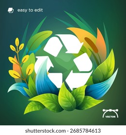 Recycle Symbol square saving ecology concept when people are recycling and reducing wastes.