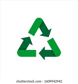 recycle symbol. Three black arrows circulate. Management of waste materials that are garbage and pass through the transformation process, especially the melting process. Creates new materials.