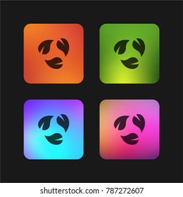 Recycle symbol of three leaves four color gradient app icon design