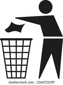 Recycle symbol use trash bin, do not litter sign 