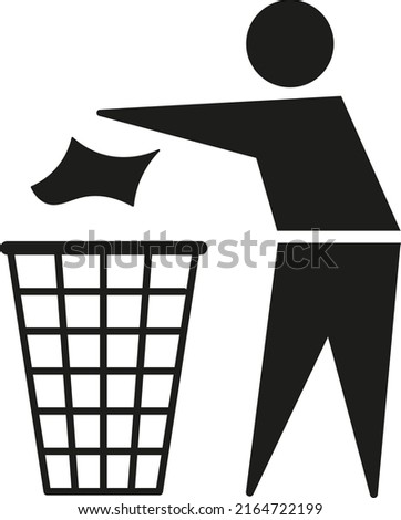 Recycle symbol use trash bin, do not litter sign 