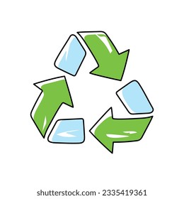 Símbolo de reciclaje, icono vector en estilo de doodle