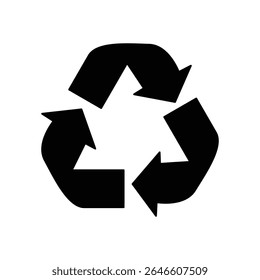Recycle Symbol Vector Icon, Eco Friendly Black Arrow Loop Sign.