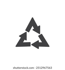 Recycle Symbol vector icon. filled flat sign for mobile concept and web design. Three arrows forming a triangle glyph icon. Eco friendly symbol, logo illustration. Vector graphics