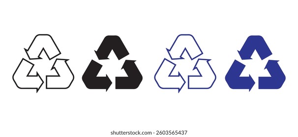 Recycle symbol vector icon set.