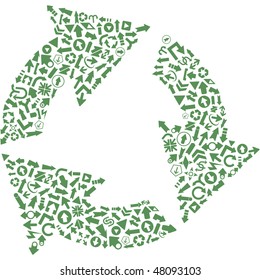 Símbolo de reciclaje. Ilustración vectorial.