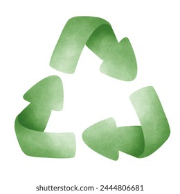 Recycle symbol vector illustration, Watercolor Clip art, Hand draw