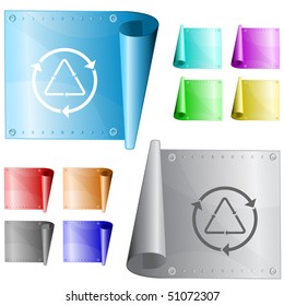 Recycle symbol. Vector metal surface.