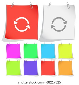Recycle symbol. Vector note papers.