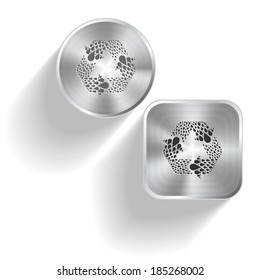 Recycle symbol. Vector set steel buttons