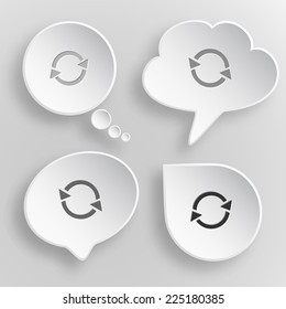 Recycle symbol. White flat vector buttons on gray background.
