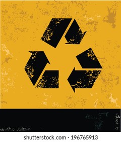 Recycle symbol,grunge vector
