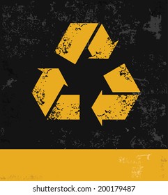 Recycle symbol,grunge vector