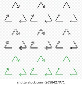 Recycle symbols. Recycling arrow icons. Reusing symbols. Recycling label. Recycle badge. Recycling icons. Recycling Symbol Variations reuse and reduce icons on Transparent Background. EPS 10.