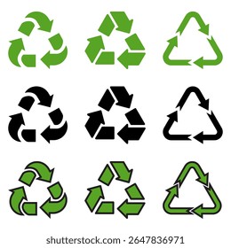 Recycle symbols. Recycling arrow icons