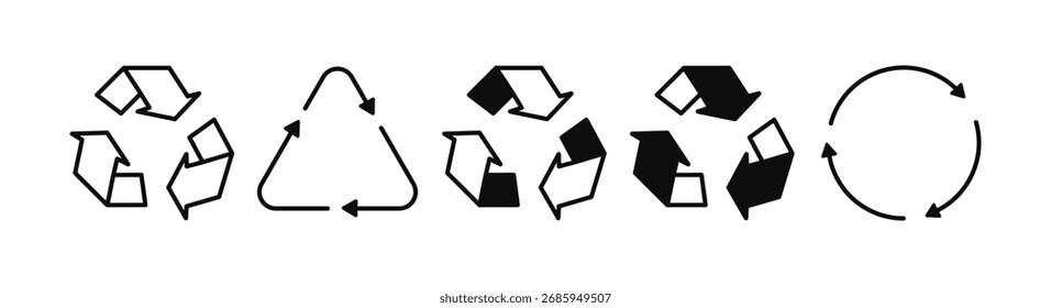 Conjunto de símbolos y emblemas de reciclaje