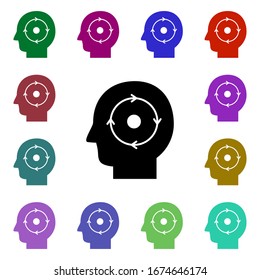 Recycle, target, thought multi color style icon. Simple glyph, flat vector of ecology icons for ui and ux, website or mobile application