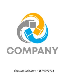 recycle technology swirl logo vector design template sign
