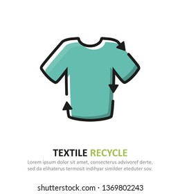 Recycle textile icon in a flat design. Vector illustration