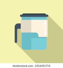 Recycle thermo cup icon flat vector. Coffee mug. Travel flask