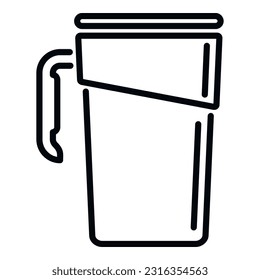 Recycle thermo cup icon outline vector. Coffee mug. Travel flask