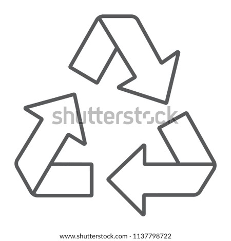 Recycle thin line icon, ecology and protection, environmental sign, vector graphics, a linear pattern on a white background, eps 10.