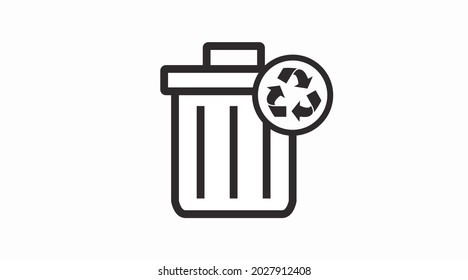 Recycle thrash icon. Vector editable isolated black and white illustration