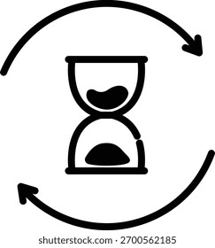 ein Recycling-Timer mit Sanduhr und Pfeilen