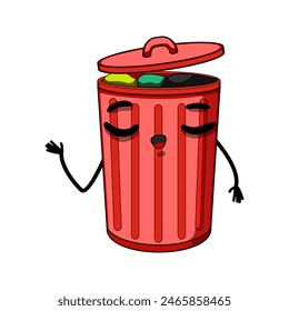 recycle trash bin character cartoon. garbage waste, can happy, logo green recycle trash bin character sign. isolated symbol vector illustration