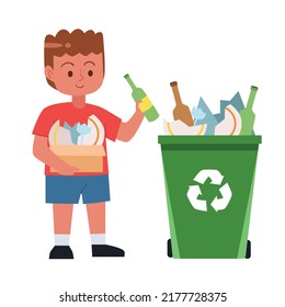 Recycle trash bin for glass