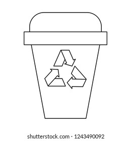 Recycle trash can black and white