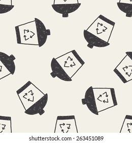 recycle trash can doodle drawing seamless pattern background