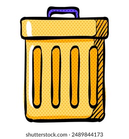 Recycle trash can halftone icon hand drawn color vector illustration