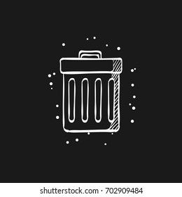 Recycle trash can icon in doodle sketch lines. Environment ecology eco friendly reusable