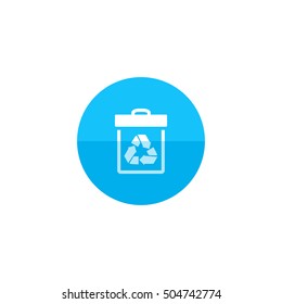 Recycle trash can icon in flat color circle style. Environment ecology eco friendly reusable