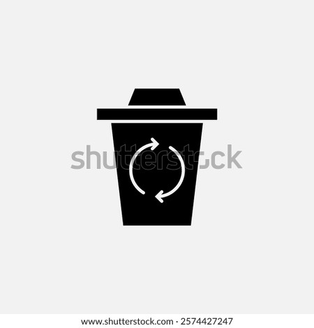 Recycle Trash can icon glyph, free energy, ecology, renewable and green energy concept. Solid black icon.