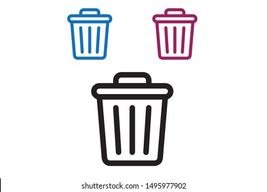 Recycle Or Trash Can Icon Vector Isolate On White Background 