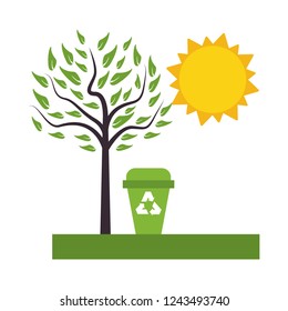 Recycle trash can on nature 