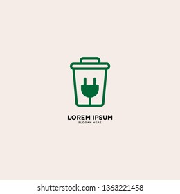 recycle trash charger simple line logo template vector illustration icon element isolated - Vector