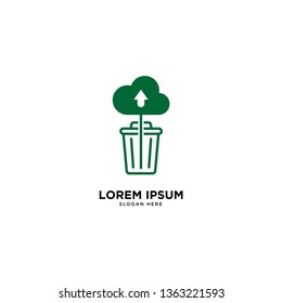 recycle trash cloud simple line logo template vector illustration icon element isolated - Vector