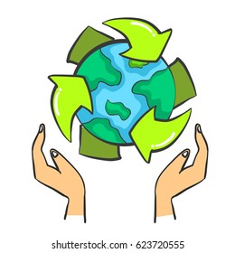 Recycle trash doodle style collection