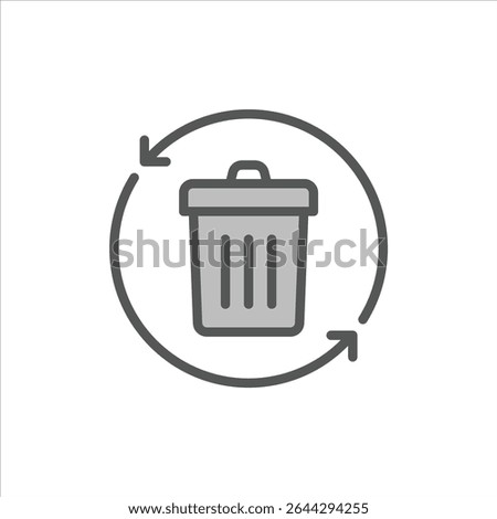 recycle trash filled outline icon. trash bin color line illustration.