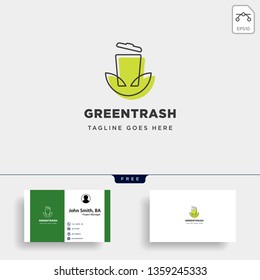recycle trash green leaf simple line logo template vector illustration icon element isolated