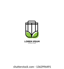 recycle trash green leaf simple line logo template vector illustration icon element isolated - Vector