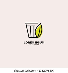 recycle trash green leaf simple line logo template vector illustration icon element isolated - Vector