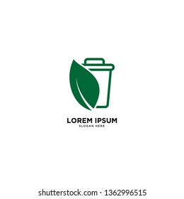 recycle trash green leaf simple line logo template vector illustration icon element isolated - Vector