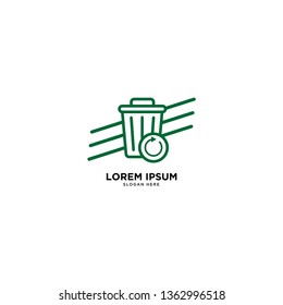 recycle trash green leaf simple line logo template vector illustration icon element isolated - Vector
